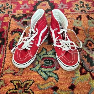 Red Vans Off the Wall High-Top Sneakers